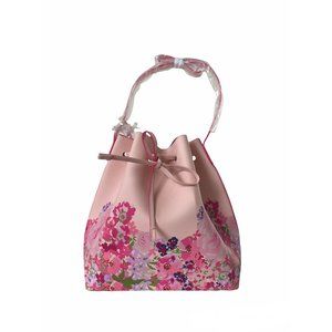 Estee Lauder pink floral drawstring bucket bag NWOT